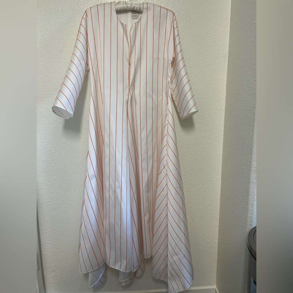 Maison Rabih Kayrouz Long White Orange Stripe Dress